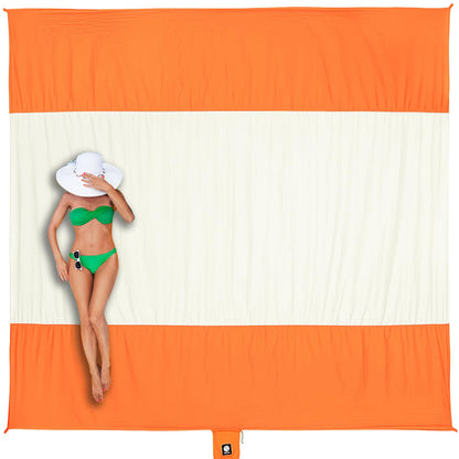 WEKAPO Beach Blanket Sandproof Waterproof, Extra Large Beach Mat, Oversized & Compact Sand Free, Quick Drying Beach Essentials for Vacation, Cruise, Picnic & Camping with Stakes (Orange, 7x7 FT)