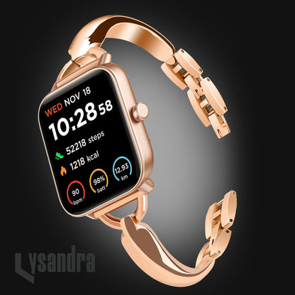 IDW13,IDW16,IDW19,IDW17 Smartwatch Bands, LYSANDRA stainless steel Shiny Fancy Wristband, Stylish Replacement Slim Strap Compatible for IDW13 Watch/Woneligo W3/IDW16 Watch/IDW19 Watch/22mm lug watch (Rosegold)