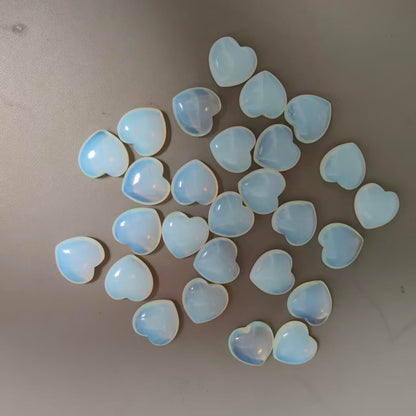 Loveliome 4 Pcs Synthetic Opalite Love Heart Palm Stone Reiki Balancing Worry Stone(1 Inch)