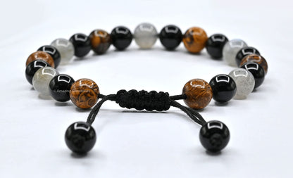 Amazing Gemstone Mood Bracelets for Kids Women Men Manifestation - Labradorite Mariyam Jasper Black Tourmaline Bracelet Set for Men Women Healing Calming Anxiety Stress Relief Gifts (Adjustable)
