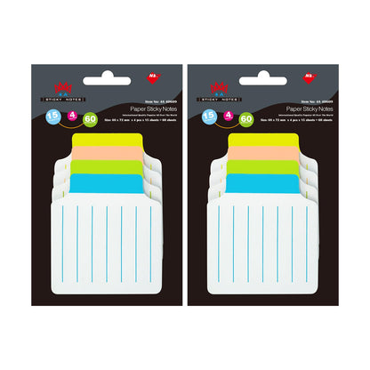AAAA 4A 2 Pads Divider Sticky Notes Tabs 2 2/3 x 2 7/8 Inches, White, Lined Sticky Notes with Lines for Notebooks, Books, Office, School Supplies, 15 Sheets/Divider, 4 Dividers/Pad, 120 Sheets Total