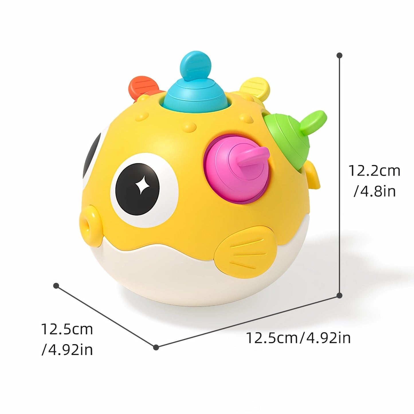 GeeKiPrime Baby Wobble Toys, Infant Rolypoly Tumbler Musical Wobbler Toy with Silicone Bubble for Teething Sensory Play, Baby Tummy time Toys for Newborn 3 6 12 Months Gifts for Toddler Boys Girls