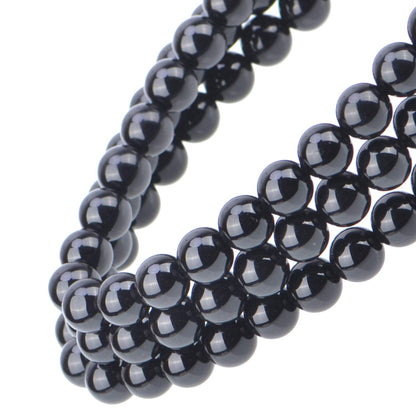 100Pcs Natural Crystal Beads Stone Gemstone Round Loose Energy Healing Beads with Free Crystal Stretch Cord for Jewelry Making (Black Onyx, 8MM)
