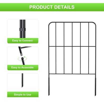OUSHENG 24'' (H) Garden Fence 25 Panels, Total 27ft (L) Rustproof Metal Wire Fencing Border Animal Barrier, Flower Edging for Landscape Patio Yard Outdoor Decor, Square