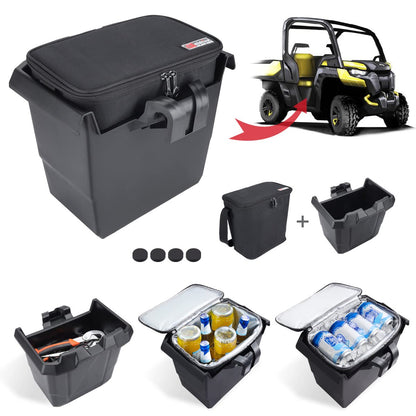 FIASRAC for Defender Center Underseat Storage Bin+Portable Ice Chest Cooler, Compatible with Can Am Defender/Defender Max 2016-2026 Replace OEM #715003446