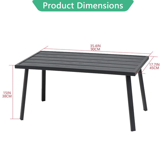 Helios&Hestia Small Rectangle Iron Outdoor Coffee Side End Table for Patio, Deck, Backyard, Garden, Poolside, Black