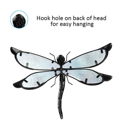 LIFFY Metal Dragonfly Wall Decor - Outdoor Garden Art for Patio, Living Room, Bedroom - Dragonfly Gifts (14inch, Metal & Glass)