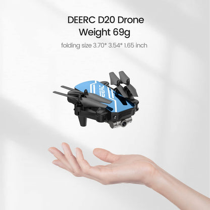 DEERC D20 Mini Drone for Kids with 720P HD FPV Camera Remote Control Toys Gifts for Boys Girls with Altitude Hold, Headless Mode, One Key Start Speed Adjustment, 3D Flips 2 Batteries, Blue