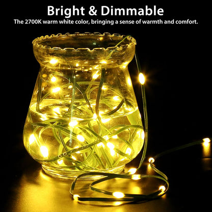 4 Pack - 16.5ft Battery Operated String Lights, 50 LED Twinkle Fairy String Lights Battery Powered with Timer for Indoor Outdoor Christmas Trees Wreath Decoration Party Bedroom - Warm White