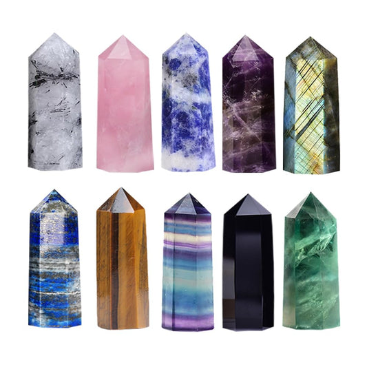 Natural Stone and Crystals Point Wand Reiki Healing Stone Rose Quartz Amethyst Home Decor Mineral Stones Crafts Crystal Amethyst Point 4-5cm 10pc