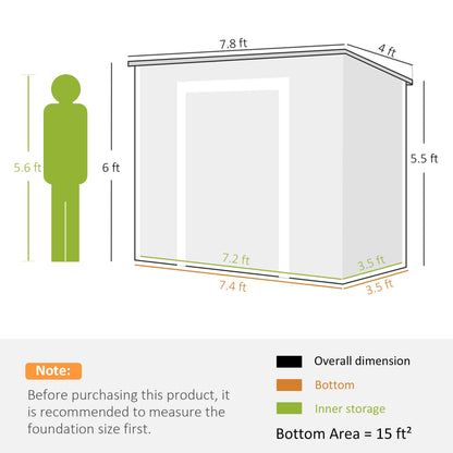 Outsunny 8' x 4' Outdoor Storage Shed, Waterproof Resin Plastic Shed with Floor, Window, Lockable Doors and Vents, All-Weather Garden Tool Shed for Backyard, Patio, Lawn, Gray