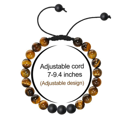 M MOOHAM Gifts for Men Bracelet - Beaded Tiger Eye Natural Lava Rock Stone Bracelets Men Birthday Retirement Dad Gifts