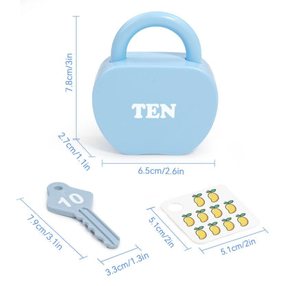 Meemazi 10 Sets Lock and Key Sensory Toy, Number Counting & Matching Math Games, Preschool Learning Activities, Educational Montessori Toddlers Toys for 3 Year Old