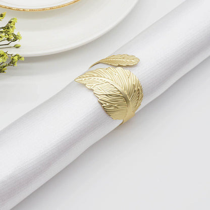 Utalek Gold Leaf Napkin Rings Set of 12, Leaves Napkin Rings for Table Setting, Metal Leaf Napkin Holder Rings for Holiday Party,Wedding, Banquet, Formal or Casual Dinning Table Decor (Gold)