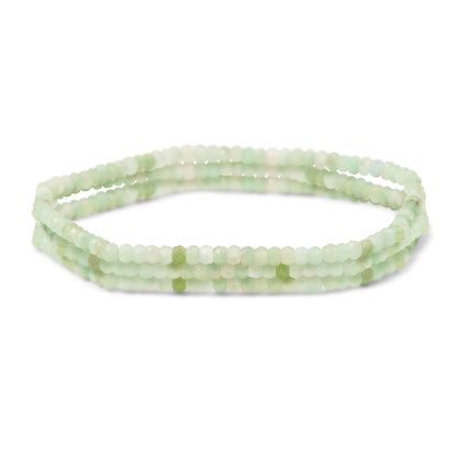 Mini Dainty Tiny Petite Seed Caviar Bead Stacking Round Faceted Genuine Natural Gemstone Light Green Aventurine Ball Stackable Strand Stretch Bracelet For Women Teen Adjustable