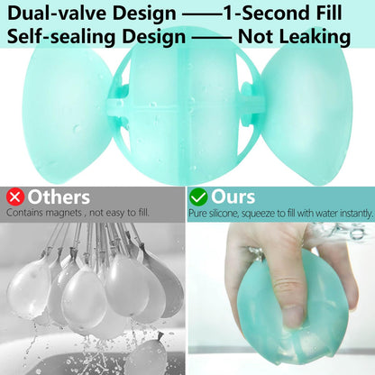Reusable Water Balloons, 12PCS Self Sealing Silicone Water Bomb Balls Quick Fill for Kids, Refillable Water Balloons for Pool Summer Party Water Fight Game