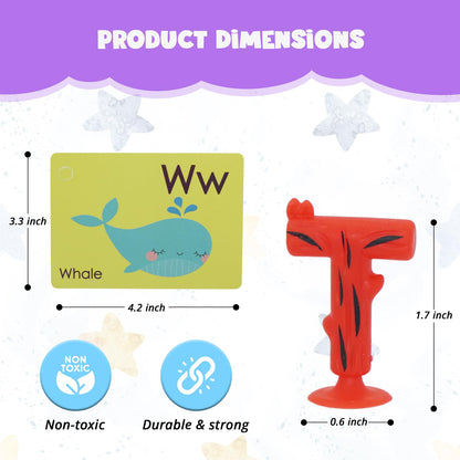 Alphabet Letters Learning Suction Toys: ABC Silicone Toys, Airplane/Windows/Car/Travel Toy for Kids, Preschool Educational Montessori Sensory Toy