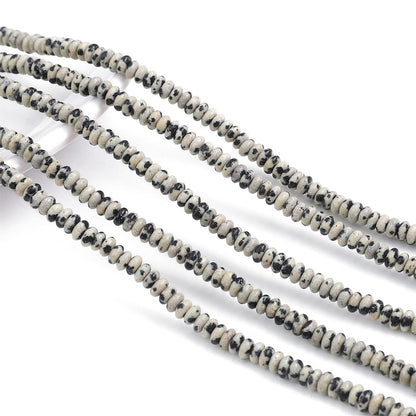 BEADIA Natural Dalmatian Stone Spacer Beads Caps Rondelle Disk Loose Beads for Beading Jewelry Making 4mmx2mm 38cm