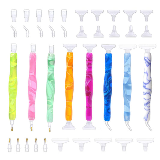 Praise V Do 8PC Diamond Painting Pen,Diamond Art Pen,5D Diamond Painting Pen Kit Tool Accessories Stylus Drill Pen with 46 Tips Heads Placers for Diamond Painting Nail Art 8 Colors
