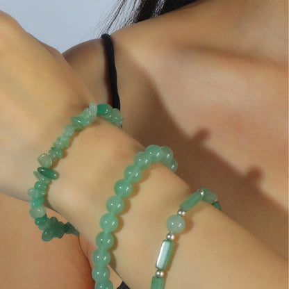 IVY TAILI 3Pcs Jade Bracelet for Women 8mm Green Aventurine Green Jade Beaded Bracelet Stretch Bracelet Set Jade Jewelry for Women