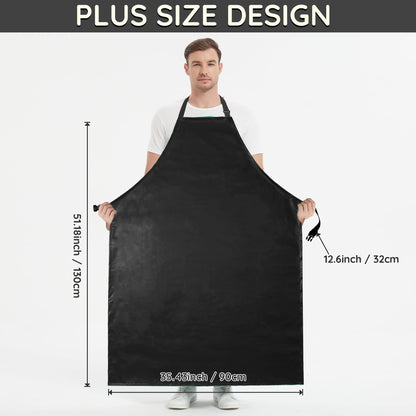 Thicker Rubber Apron - 51.18 x 35.43" Adjustable, Heavy Duty Oil & Chemical Resistant, Extra Long Waterproof Apron for Dish Washing, Gardening, Lab Work, Butcher & Dog Grooming - Black