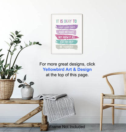 Inspiration Motivation Wall Art for Home Office Bedroom Bathroom - Positive Quotes Wall Decor - Encouragement Gift for Woman Teen Girls Daughter - Women's empowerment Poster - Classroom Decorations