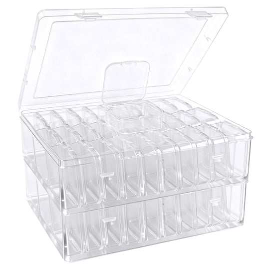 Btnoro Bead Organizer Box, 60 Pcs Small Clear Plastic Storage Containers with Hinged Lid, Mini Craft Boxes for Beads, Jewelry Making, Diamond Painting, Nail Art, Screws and Small Parts Organization