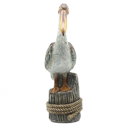 Lukitas Standing Pelican Statue and Sculpture Decor, Nautical Coastal Beach Bird Figurine, Creative Decorative Ornament for Home Garden Yard Lawn Outdoor, Resin 14''