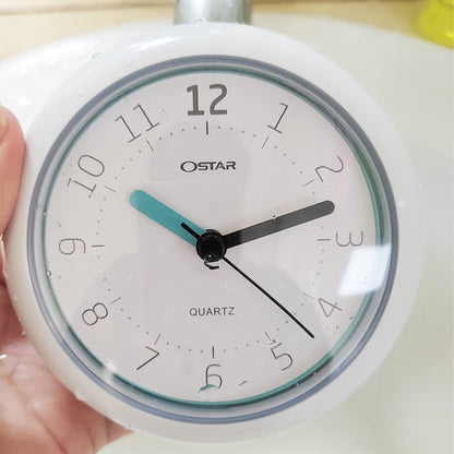 OSTAR Waterproof Bathroom Shower Clock, Analog Quartz Clock Hanging Stand Dual Purpose, One AA Battery Operated 4.72 inch Round Size