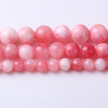 10MM White Pink Persian Jade Round Loose Beads Natural Gem Beads Crystal Energy Stone Beads for Jewelry Making DIY Bracelet Necklaces