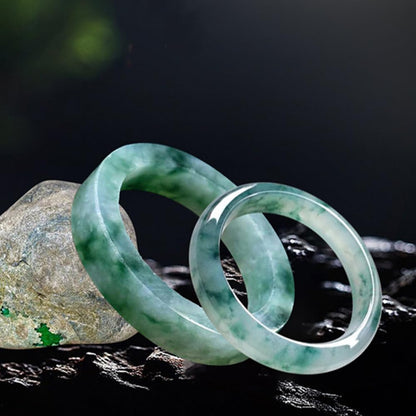 URED Floating Green Jade Bangle Bracelet For Women Wealth Good Luck Natural Jade Bangle Genuine Jade Bracelet Chinese Feng Shui For Woman Yoga meditation mother gift Birthday