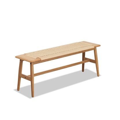 HomSof Woven Design Natural Oak Wood Bed Bench for Dining Room, Brown 31.5" 1