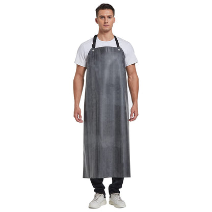RECECASA Rubber Waterproof Apron Butcher Heavy Duty -Oil Chemical Resistant Thick Work Safety Gardening Aprons - Best for Cleaning Fish, Dog Grooming, Lab Work, DishWashing (Black Red, L)