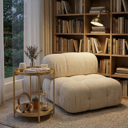 TeoKJ 2 Tier Gold Side Table, Folding Round Metal End Table Small Nightstand with Two Removable Tray for Bedroom Living Room Small Spaces Bedside Gold