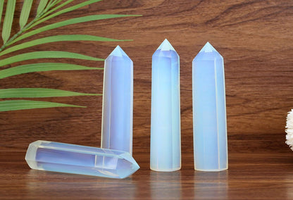 LAIDANLA Opal Healing Crystals Wands 3.5-4" Polishing Natural Reiki Energy Wand Stone Hexagonal Point Obelisk Large Crystal Gemstones for Meditation Therapy Crystal Grid Gifts Decoration 1Pcs