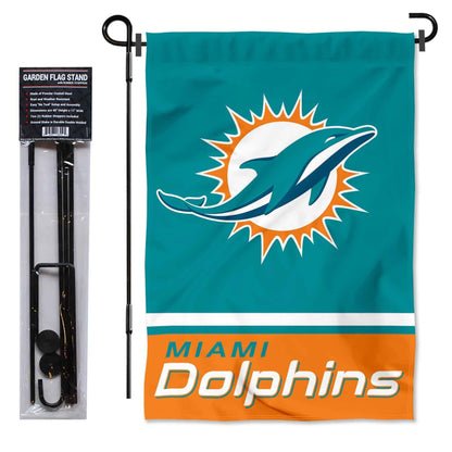 Miami Dolphins Garden Flag with Stand Holder