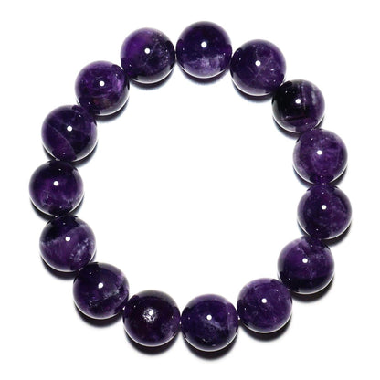 TaHLga 16MM Amethyst Bracelet for Men | Natural Third Eye & Crown Chakra Crystal | Fits for 8" Large Wrist | Emotional Healing Spiritual Gift for Talismans & Amulets & Feng Shui
