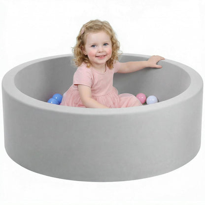Wilwolfer Foam Ball Pit for Toddlers, Large Baby Ball Pit for Babies with Soft Memory Sponge, Indoor Outdoor Baby Playpen, Kids Play Ball Pool, Gift Toys for Infants Boys and Girls (Gray, NO Balls)