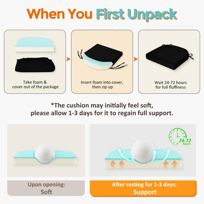 downluxe Chair Cushions for Dining Chairs, Memory Foam Linen Kitchen Chair Pads with Ties, Waterproof, Stain-Resistant and Washable Cover, 17" x 16" x 2.5", Black, 6 Pack