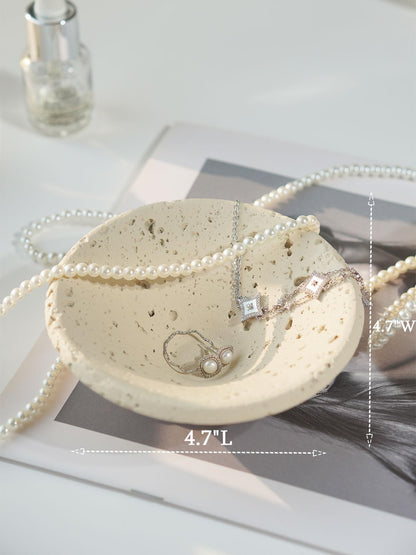 DINLiAN S Concrete Conical Ring Holder dish,Jewelry Dish Tray Holder,Decorative Trinket Dish Vanity Tray,Cute Small Jewelry Organizer for Woman Room Table Decor(beige conical)