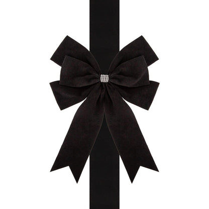 Meseey 6 Pieces Cabinet Bows Large Black Velvet Ribbons Cabinet Door Bows for Thanksgiving Fall Haloween Christmas Party (Black)
