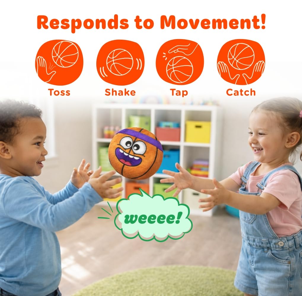 Move2Play, Hilariously Interactive Toy with Music & Sound Effects for Boy & Girl | Ball for Toddler & Baby | 6, 12, 18+ Months | 1, 2, 3+ Year Old (Basketball)