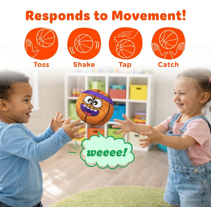 Move2Play, Hilariously Interactive Toy with Music & Sound Effects for Boy & Girl | Ball for Toddler & Baby | 6, 12, 18+ Months | 1, 2, 3+ Year Old (Basketball)