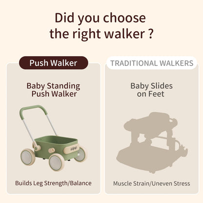 PULA Baby Push Walker with Wheels Toddler Wagon for First Learner Baby Toys 6-12 Months, 1 Year Old Birthday Gifts, Indoors and Outdoors (Black)