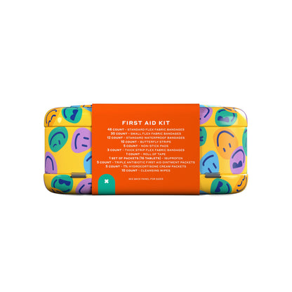 Welly First Aid Kit - Bravery Badges in Flexible Fabric and Waterproof, Tape and Non-Stick Pads, Butterfly Strips, Singe Use Ointments Triple Antibiotic and Hydrocortisone, and Ibuprofen - 130 Count