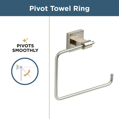 Franklin Brass Maxted (1-Pack) Hand Towel Holder Satin Nickel Towel Racks for Bathroom Wall Square Towel Ring Holder for Bath Towel Hanger for Kitchen, Bathroom Accessories MAX46-SN
