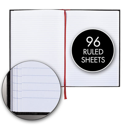 Black n' Red Notebook, Durable Hardcover, Premium Optik Paper, Scribzee App Compatible, Casebound Binding, 8-1/4" x 5-7/8", 96 Double-Sided Ruled Sheets, Pack of 2 (73405)