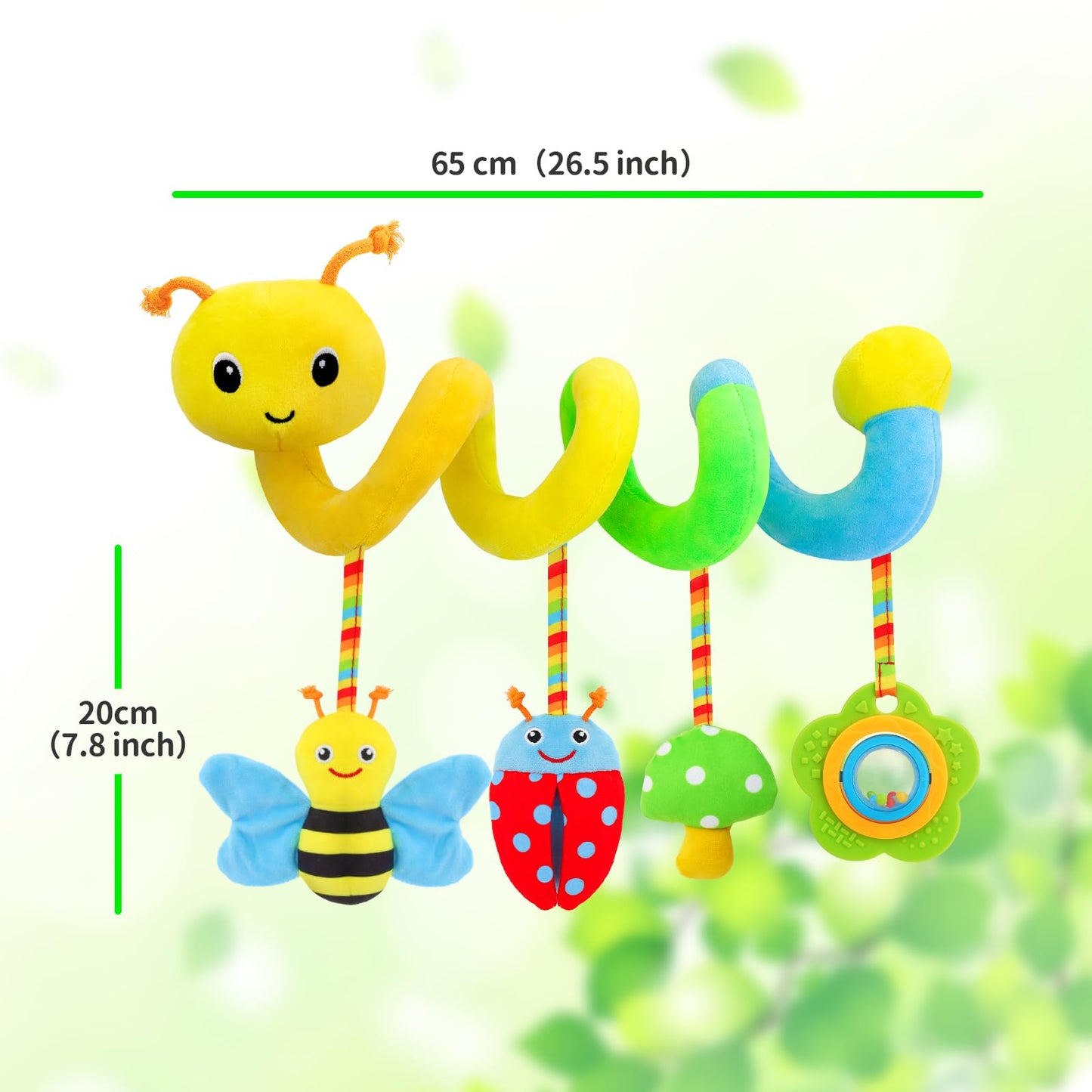 FPVERA Car Seat Toys for Babies 0-6 Months Upgraded Version Spiral Car Seat & Stroller Activity Toy, Soft Plush Hanging Toys with Rattles, Best Gift for Ages 0 and Up