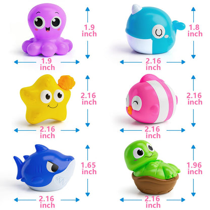 Light Up Bath Toys for Kids Ages 1-3, Pool Toys for 1 2 3 Year Old Girl Boy, Water Activated Bath Toys for Toddlers 3-5, Glowing Bathtub Toys for Baby Boy & Girl Gifts, 6 Pack