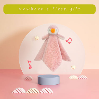 Doindute Baby Soft Pink Penguin Stuffed Animal Security Blanket, Plush Penguin Character Lovey Blanket, Baby Shower/Nursery Gift, Newborn Infant Toddler Snuggle Blankie for Girls Boys, 14 Inches